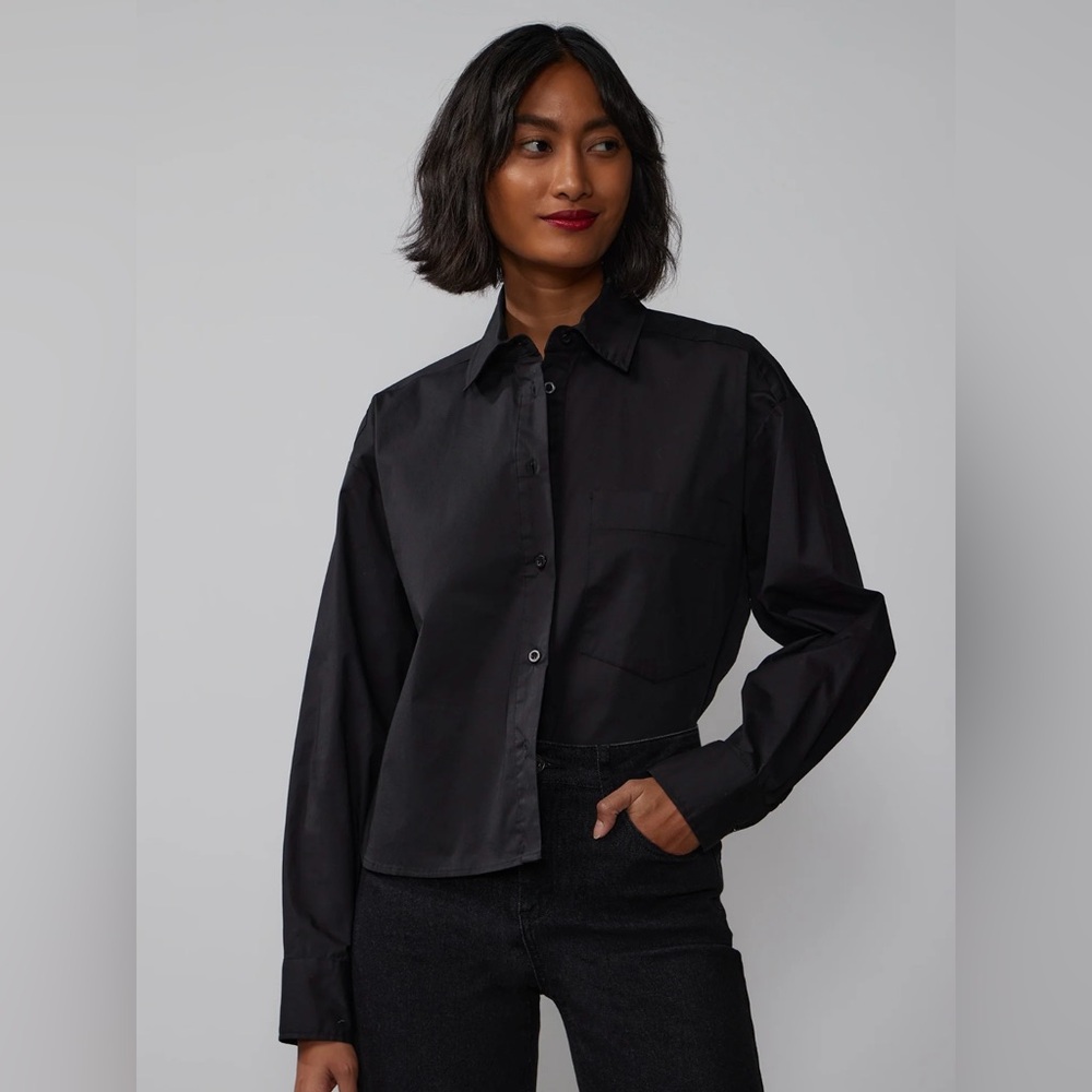 Long Sleeve Boxy Button Down Shirt
